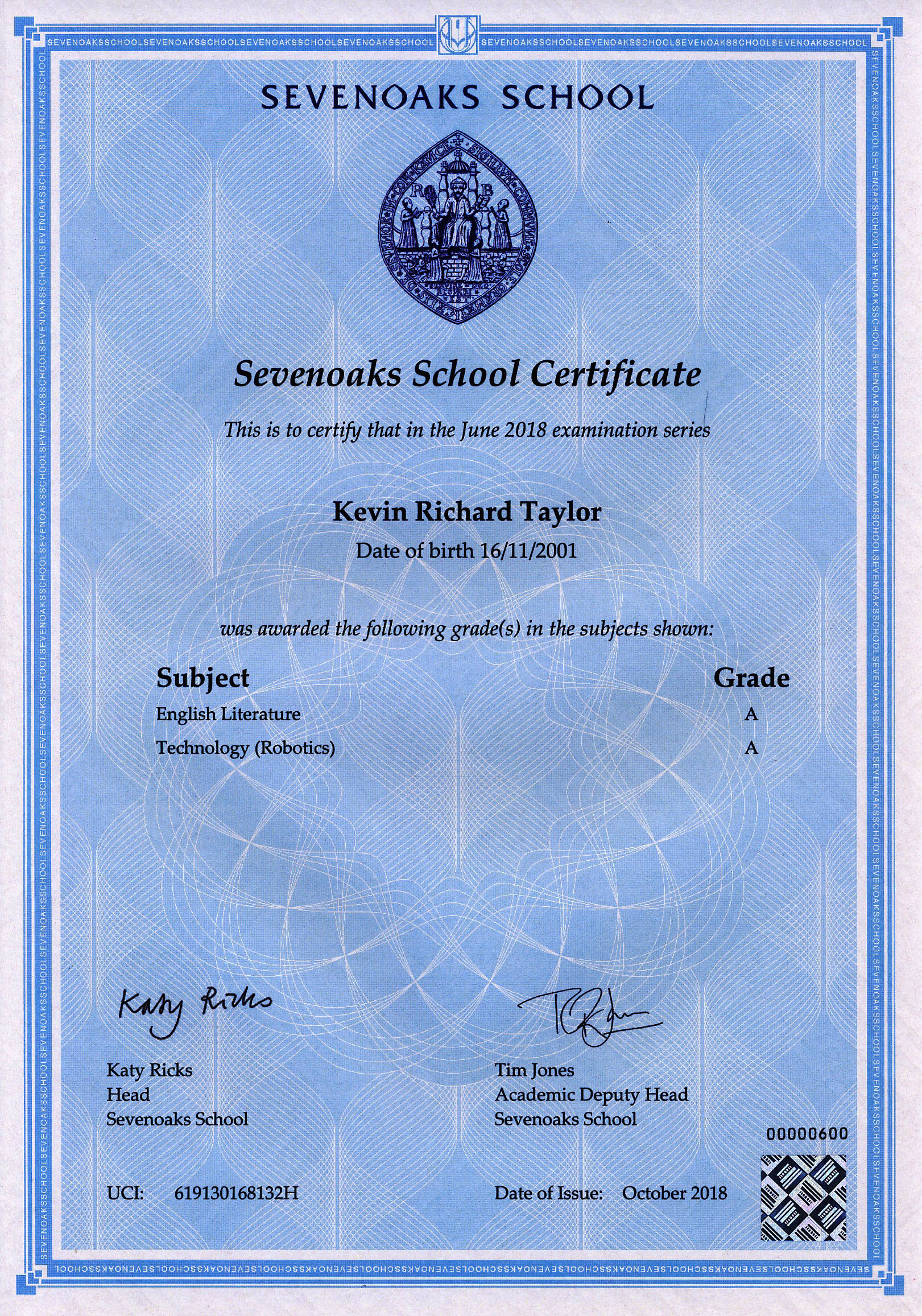 [Technology certificate]